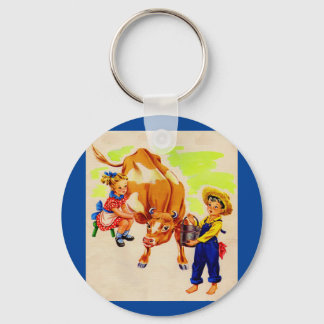 adorable children with adorable cow keychain