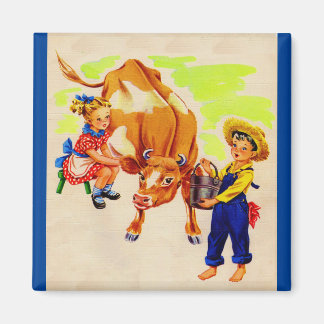adorable children with adorable cow magnet