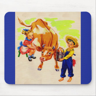 adorable children with adorable cow mouse pad
