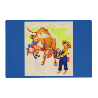 adorable children with adorable cow placemat