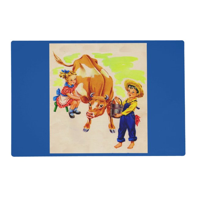 adorable children with adorable cow placemat (Front)