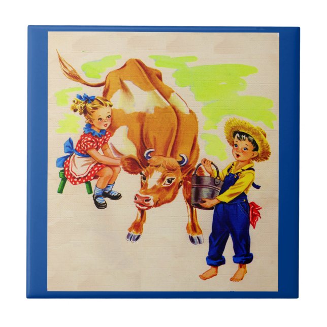 adorable children with adorable cow tile (Front)