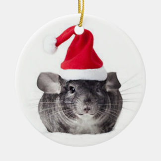 Adorable Chinchilla Santa Model Ceramic Ornament
