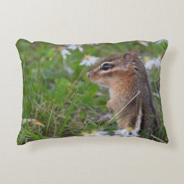 Adorable Chipmunk in flowers  Accent Pillow (Front)