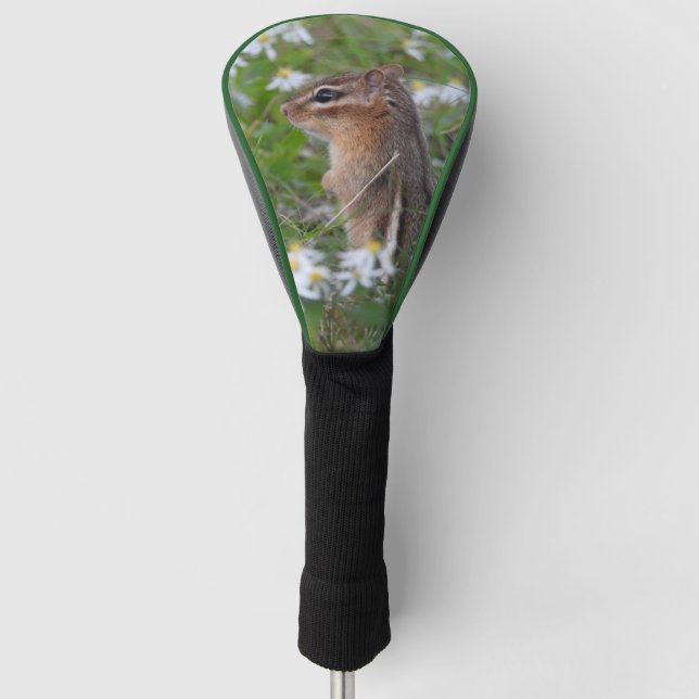 Adorable Chipmunk in flowers Golf Head Cover (Front)