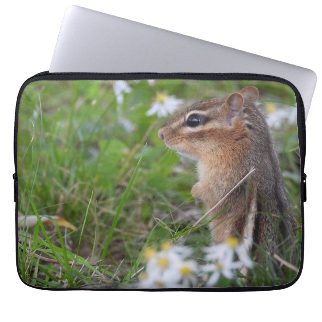 Adorable Chipmunk in flowers  Laptop Sleeve (Front)