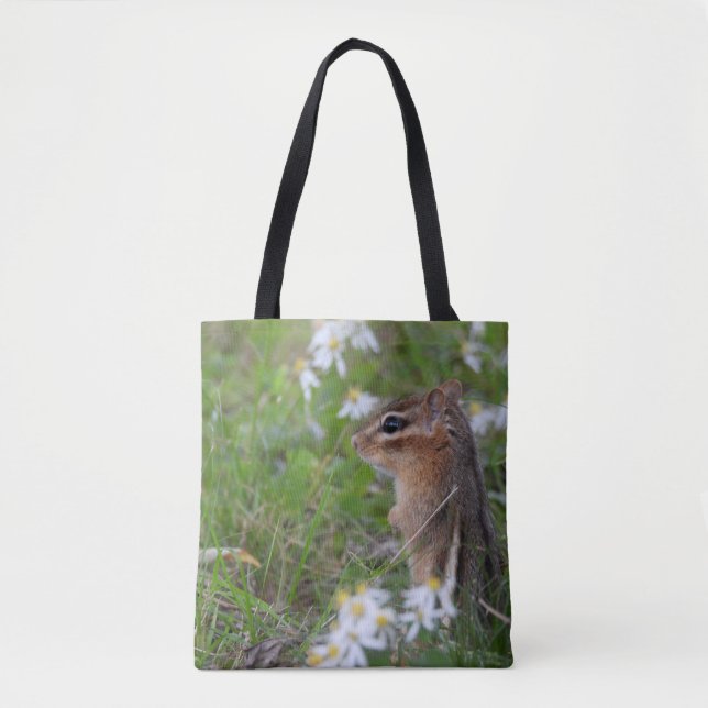 Adorable Chipmunk in flowers Tote Bag (Front)