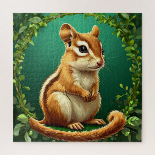 Adorable Chipmunk Surrounded by Greenery Jigsaw Puzzle