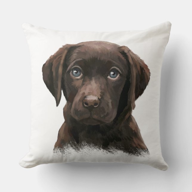 Adorable Chocolate Lab Throw Pillow (Front)