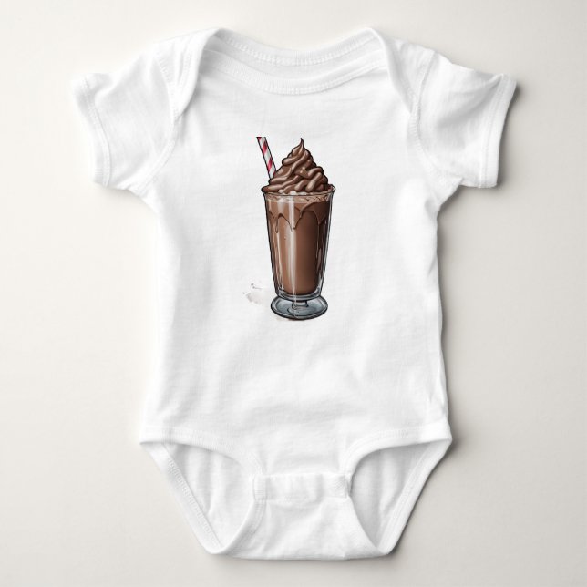 Adorable Chocolate Milkshake Baby Bodysuit (Front)