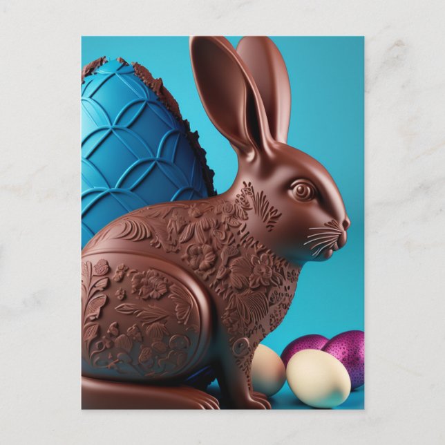 Adorable Chocolate Rabbit Postcard (Front)