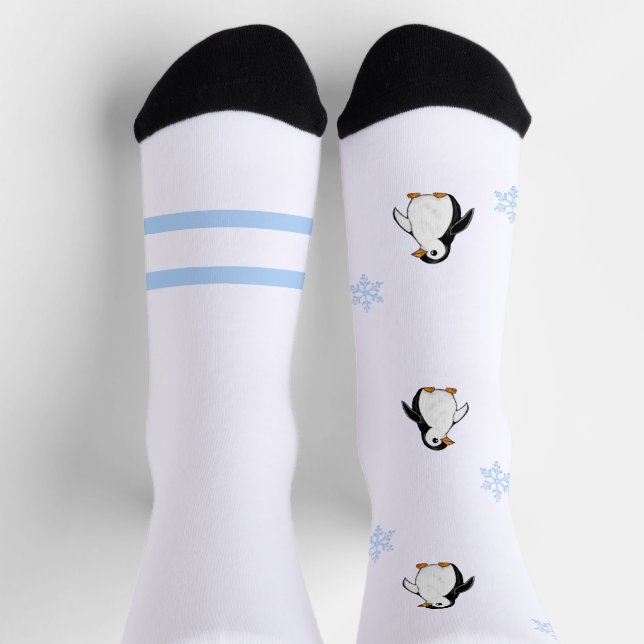 Adorable Chonky Penguin with Snowflakes Socks (Top)
