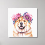 Adorable Chow Chow Watercolor Illustration Canvas Print