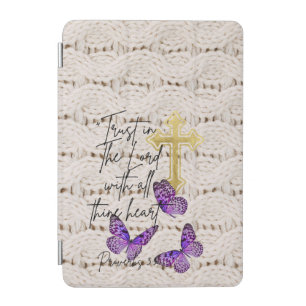 Adorable Christian Knitwear Purple Butterfly Cross iPad Mini Cover