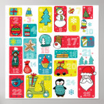 Adorable Christmas Advent Calendar Poster<br><div class="desc">Adorable Christmas illustration hand painted by Sanja Vrekic. Christmas Advent Idea is unique and simple yet colorful and cute. Matching products can be found in Advent Calendar.</div>