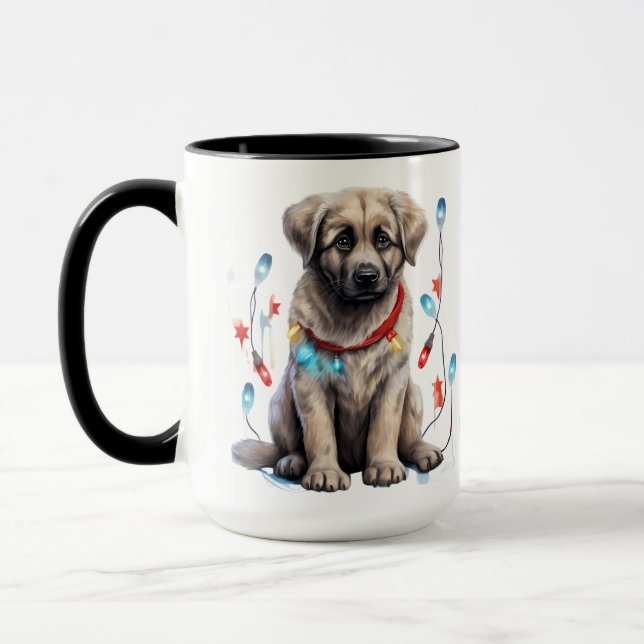 ADORABLE CHRISTMAS ANATOLIAN SHEPHERD PUPPY MUG (Left)
