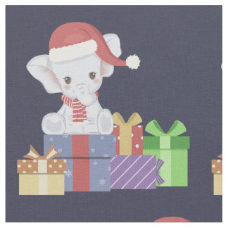 Adorable Christmas Baby Elephant Fabric