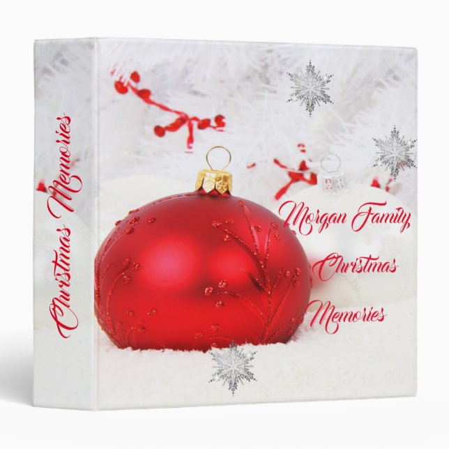 Adorable  Christmas Balls, Snowflakes 3 Ring Binder (Front/Spine)
