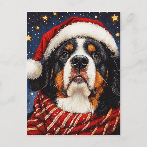 Adorable Christmas Bernese Mountain Dog Postcard