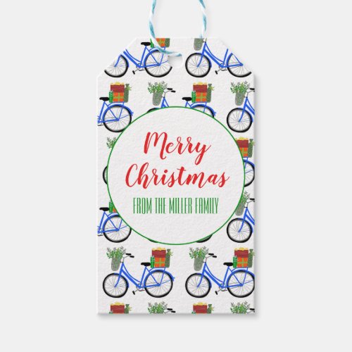 Adorable Christmas Bicycle Holiday Xmas Cute Gift Tags