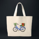 Adorable Christmas Bicycle Holiday Xmas Gifts Large Tote Bag<br><div class="desc">Hope you like this fun  design. Add your own text to the front or back. Check my shop for more matching items like stickers,  mugs,  cards,  wrapping paper,  tshirts,  buttons as well as other patterns. Thanks for shopping with me! if you'd like something custom let me know!</div>