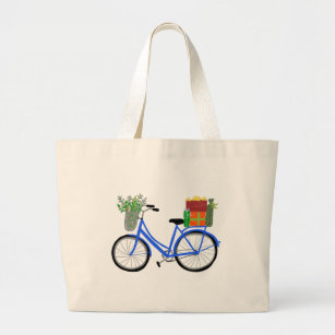 Adorable Christmas Bicycle Holiday Xmas Gifts Large Tote Bag