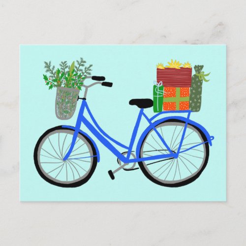 Adorable Christmas Bicycle Holiday Xmas Gifts Postcard