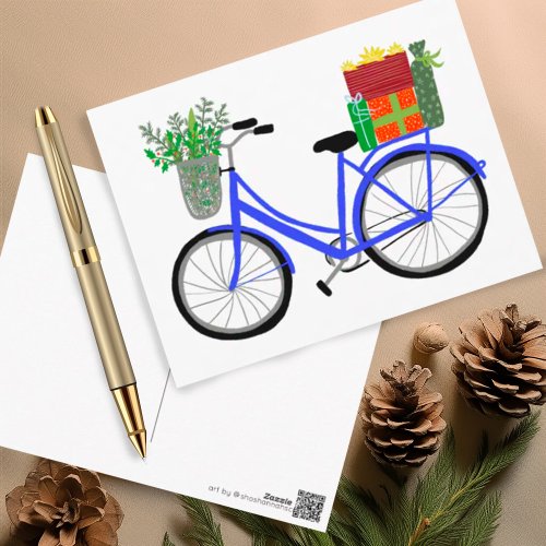 Adorable Christmas Bicycle Holiday Xmas Gifts Postcard