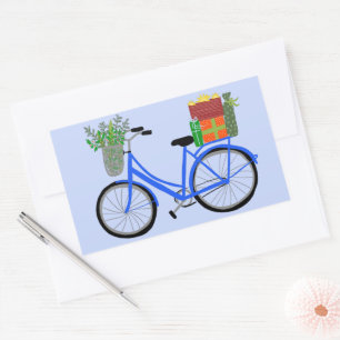 Adorable Christmas Bicycle Holiday Xmas Gifts Rectangular Sticker