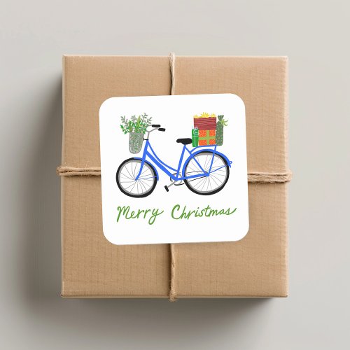 Adorable Christmas Bicycle Holiday Xmas Gifts Square Sticker