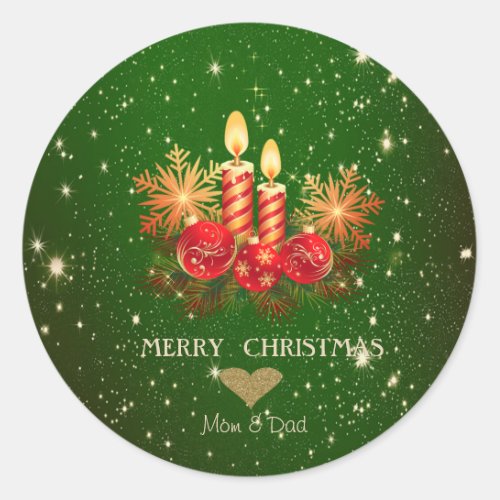 Adorable Christmas CandlesBallsPines Classic Round Sticker