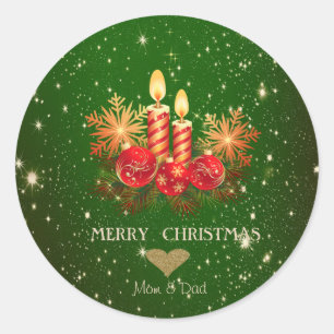 Adorable Christmas Candles,Balls,Pines Classic Round Sticker