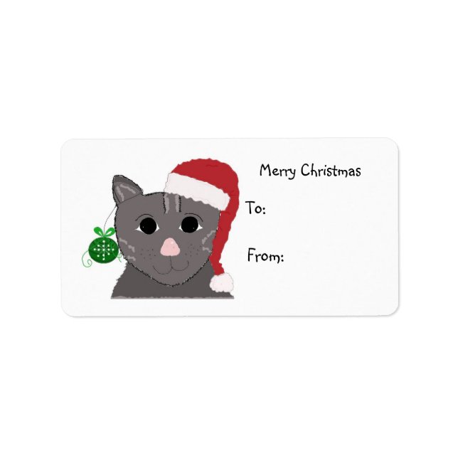 Adorable Christmas Cat Label (Front)