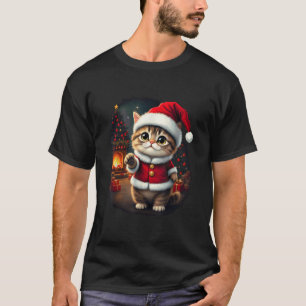 Adorable Christmas Cat Santa Claus Lovely Xmas Kit T-Shirt