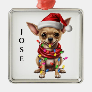 ADORABLE CHRISTMAS CHIHUAHUA DOG METAL ORNAMENT