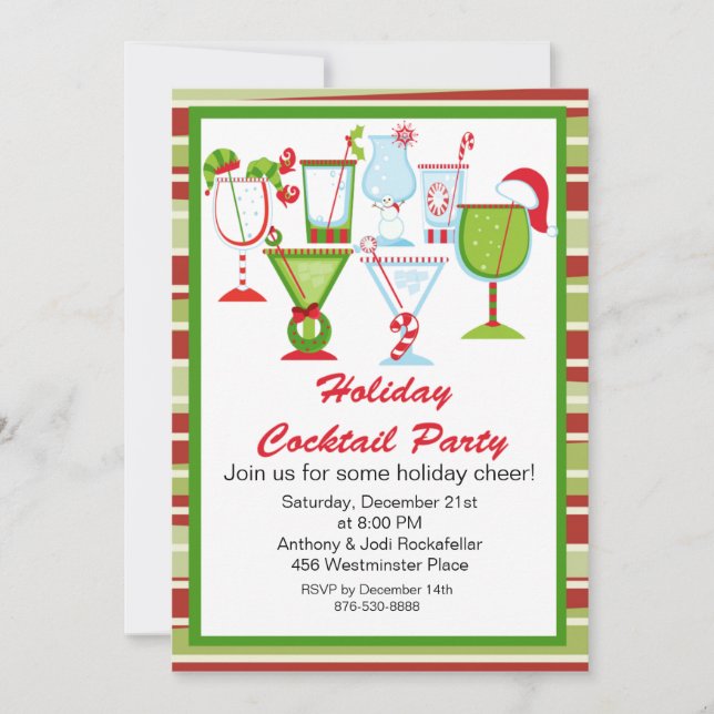 Adorable Christmas Cocktails Party Invitation (Front)