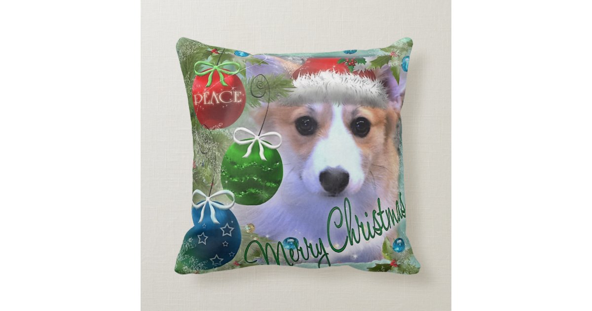 christmas corgi pillow