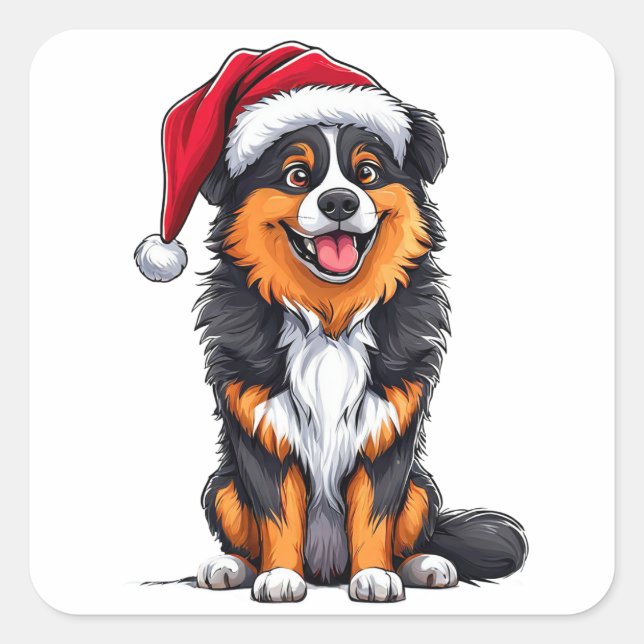 Adorable Christmas Dog Square Sticker (Front)