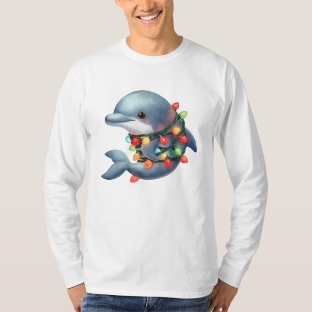 Adorable Christmas Dolphin T-Shirt (Front)