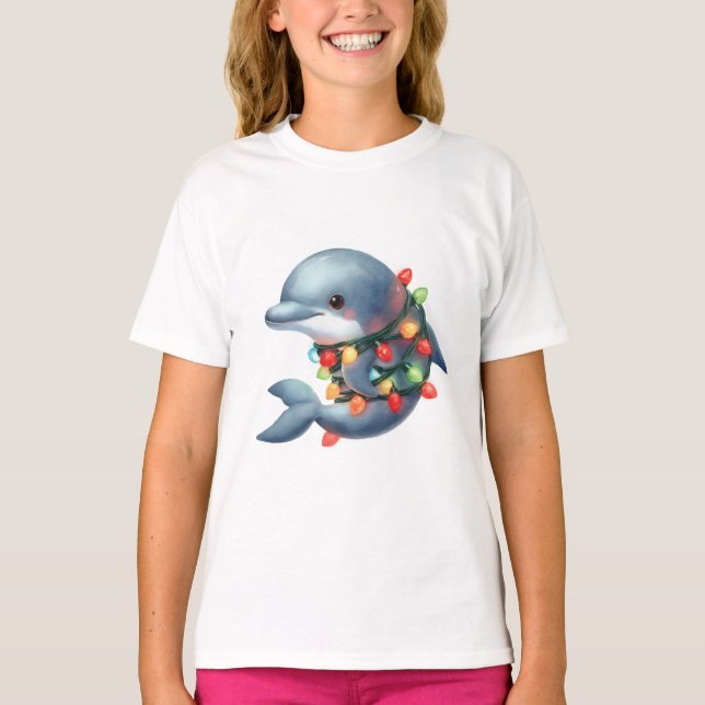 Adorable Christmas Dolphin T-Shirt (Front)
