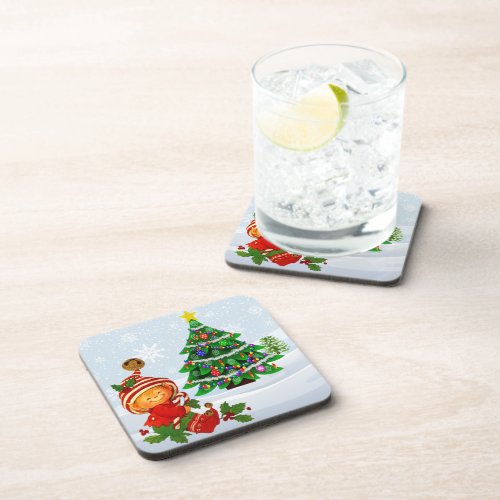 Adorable Christmas Elf Beverage Coaster