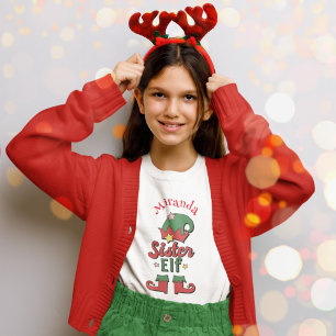 Adorable Christmas Elf Red and Green Custom Girl’s T-Shirt