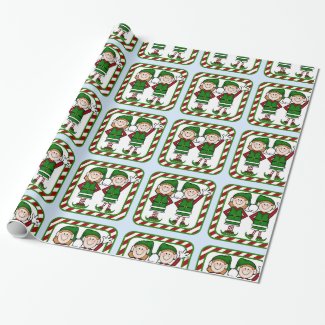 Adorable Christmas Elves Wrapping Paper