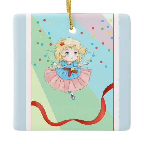 Adorable Christmas Fairy Ceramic Ornament