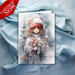 Adorable Christmas Fairy with Teddy Bear Card