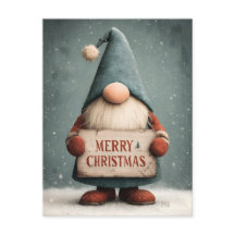 Adorable Christmas Gnome holding "Merry Christmas"