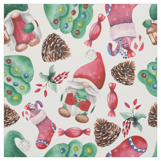 Adorable Christmas Gnomes  Fabric (Swatch)