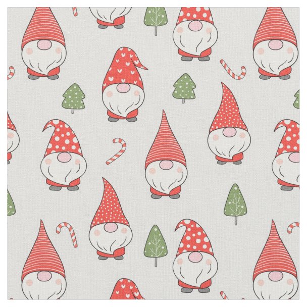 Christmas Gnomes holiday white Fabric | Zazzle