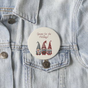 Adorable Christmas Gnomes with Holiday Cheer Button