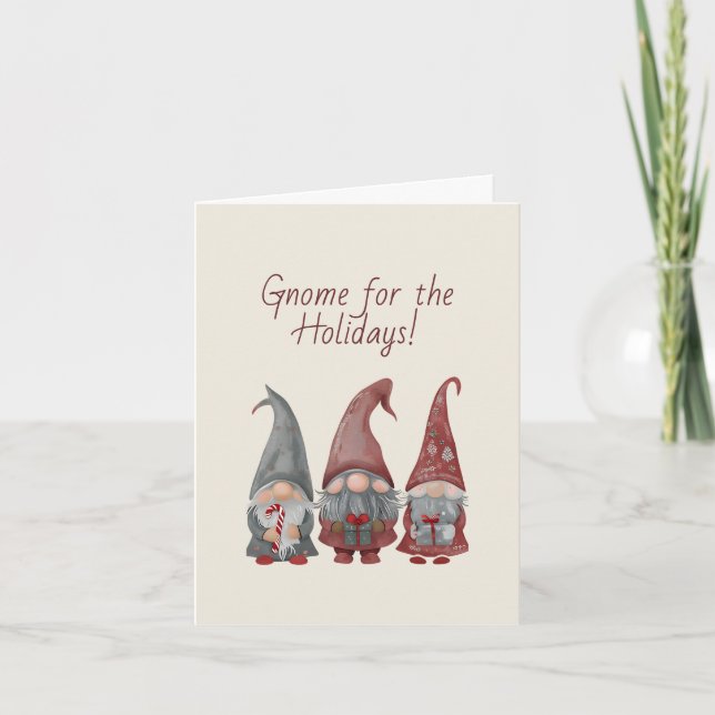 Adorable Christmas Gnomes with Holiday Cheer Card (Front)